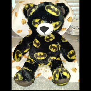 Build-A-Bear Workshop BAB DC Comics Batman Plush Bear Black Yellow Logo 17 inch